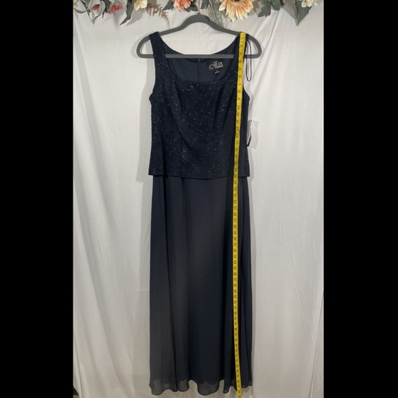 NWT $209 Alex Evenings [ 10 ] Sequin Mock Gown with Jacket in Navy Blue‎ - Picture 6 of 13